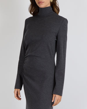 Ralph Lauren Purple Label Grey Wool High-Neck Maxi Dress Size L (UK 12) RRP £1,520