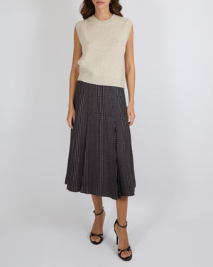 Bompard Cashmere Sleeveless Jumper Vest in Oatmeal Size L (UK 12) RRP £350