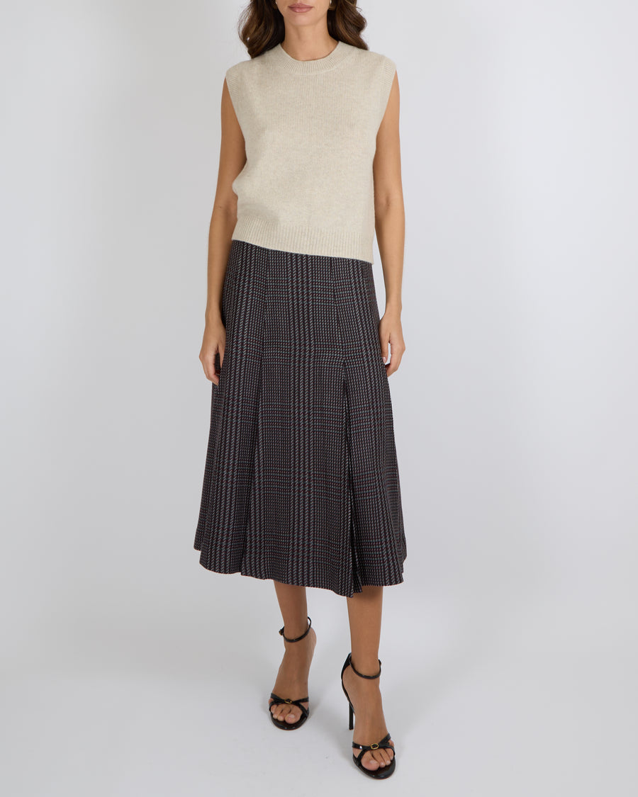 Bompard Cashmere Sleeveless Jumper Vest in Oatmeal Size L (UK 12) RRP £350