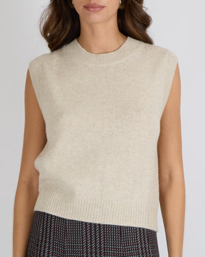 Bompard Cashmere Sleeveless Jumper Vest in Oatmeal Size L (UK 12) RRP £350