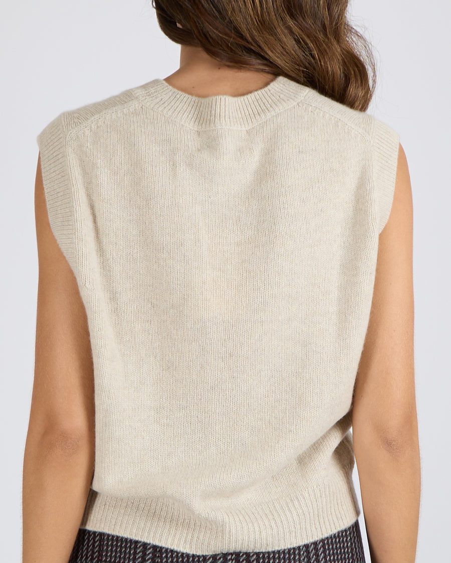 Bompard Cashmere Sleeveless Jumper Vest in Oatmeal Size L (UK 12) RRP £350