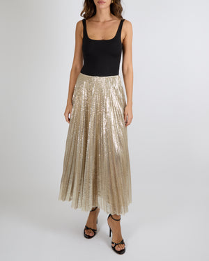 Ralph Lauren Purple Label Pre Fall Gold Sequin Embellished Pleated Maxi Skirt Size US 4 (UK 8) RRP £2,060