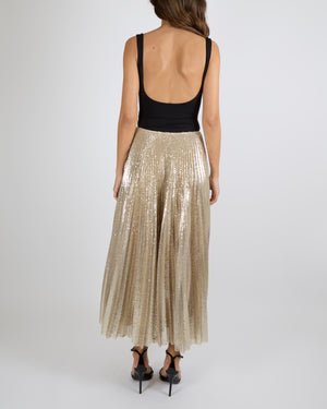 Ralph Lauren Purple Label Pre Fall Gold Sequin Embellished Pleated Maxi Skirt Size US 4 (UK 8) RRP £2,060