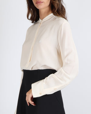 Stella McCartney Cream Long-Sleeved Blouse with Gold Sleeve Button Details Size IT 42 (UK 10)