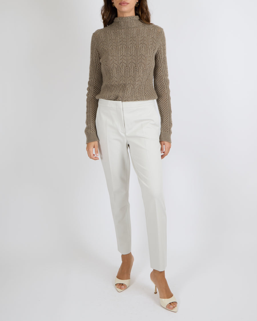 Max Mara Pearl Grey Straight Leg Trousers Size IT 42 (UK 10)