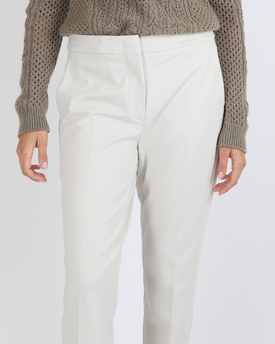 Max Mara Pearl Grey Straight Leg Trousers Size IT 42 (UK 10)