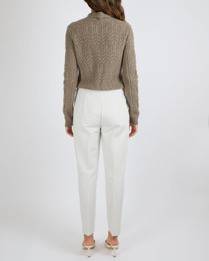 Max Mara Pearl Grey Straight Leg Trousers Size IT 42 (UK 10)