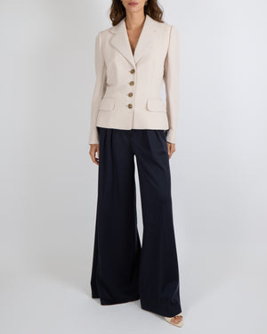 Dolce & Gabbana Blush Structured Blazer Jacket with Brown Buttons Size IT 42 (UK 10)