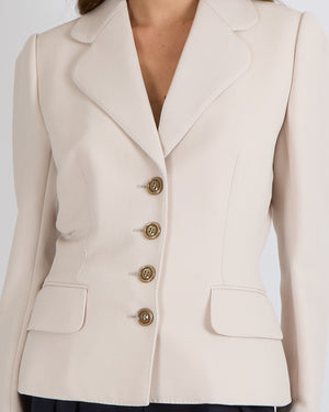 Dolce & Gabbana Blush Structured Blazer Jacket with Brown Buttons Size IT 42 (UK 10)