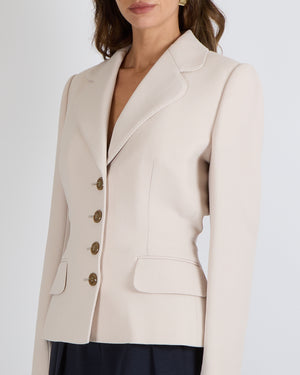 Dolce & Gabbana Blush Structured Blazer Jacket with Brown Buttons Size IT 42 (UK 10)