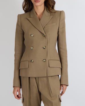 SportMax Brown Taupe Jacket and Trouser Set with Buttons Size IT 38/40 (UK 6/8)