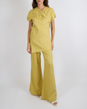 Fabiana Filippi Light Green Linen Short-Sleeve Top and Trousers Set Size XS/L (UK 8/14)