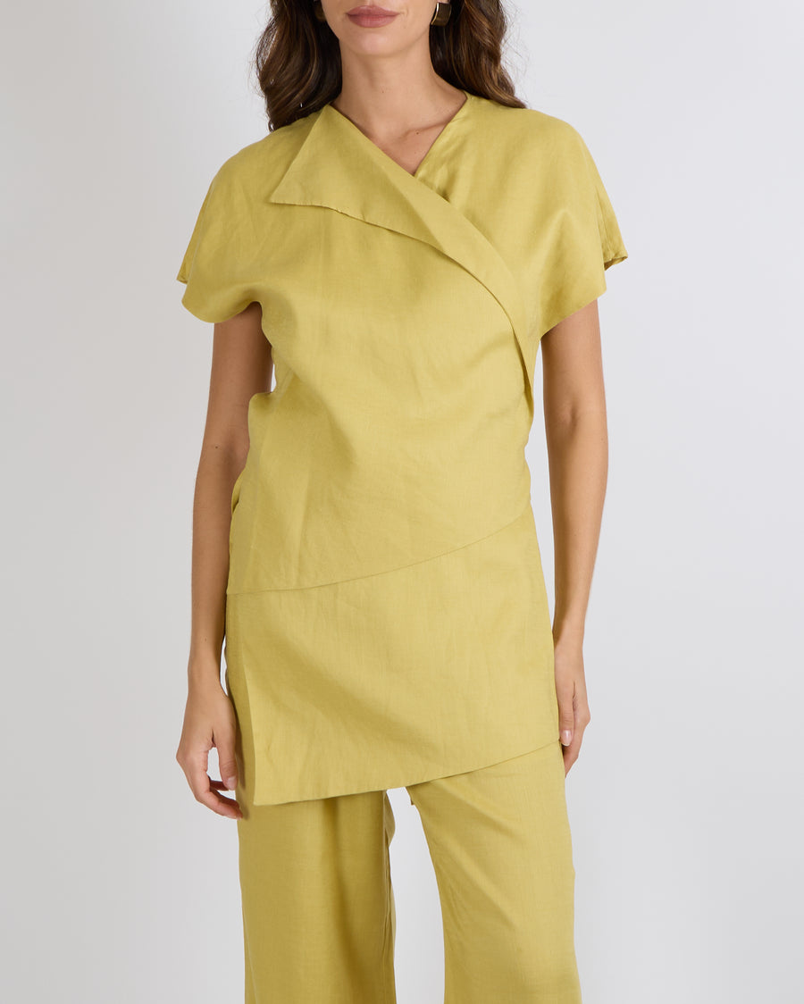 Fabiana Filippi Light Green Linen Short-Sleeve Top and Trousers Set Size XS/L (UK 8/14)