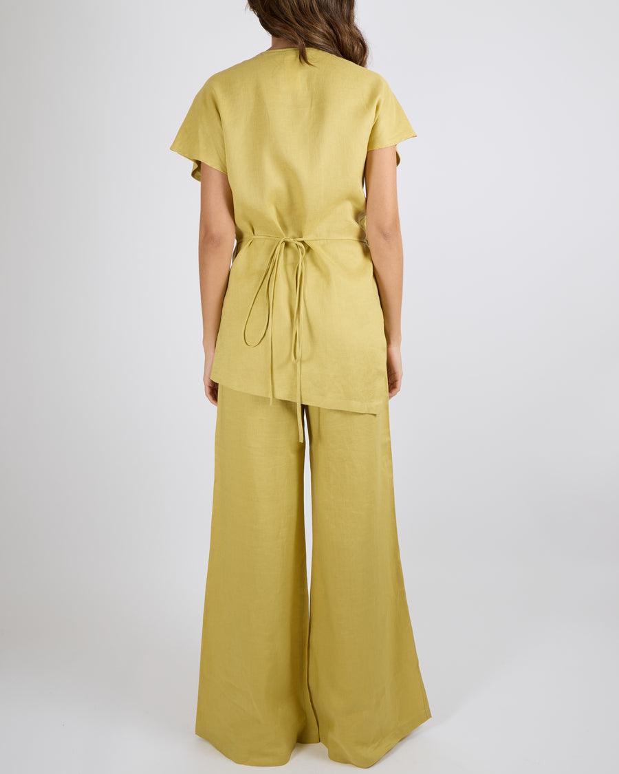 Fabiana Filippi Light Green Linen Short-Sleeve Top and Trousers Set Size XS/L (UK 8/14)