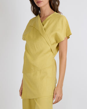 Fabiana Filippi Light Green Linen Short-Sleeve Top and Trousers Set Size XS/L (UK 8/14)