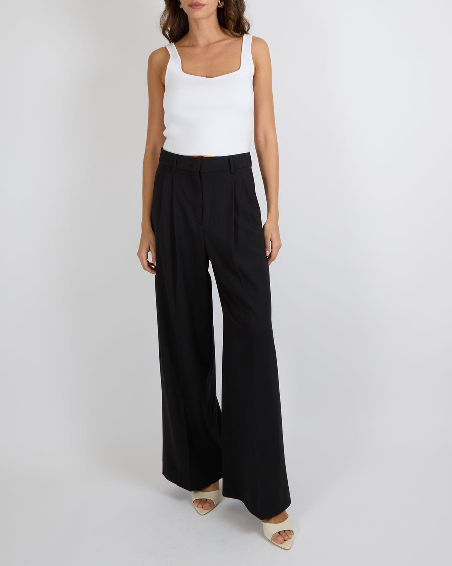 Max Mara Weekend Black Wide-Leg Suit Trousers Size FR 36 (UK 8)