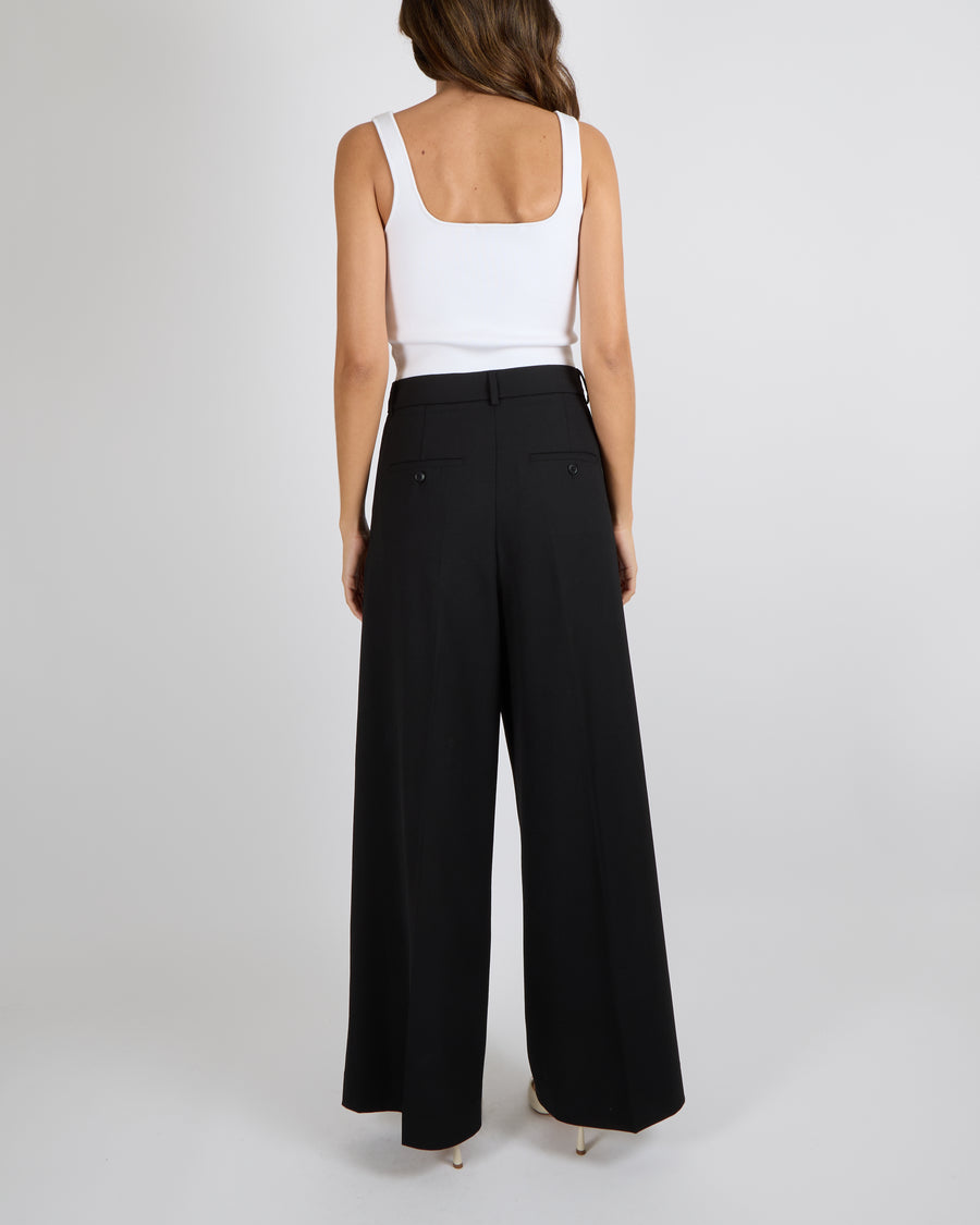 Max Mara Weekend Black Wide-Leg Suit Trousers Size FR 36 (UK 8)