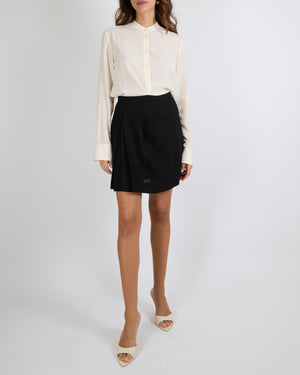 Chanel Black Wool Mini Skirt with Front Pleat Detail Size FR 38 (UK 10)