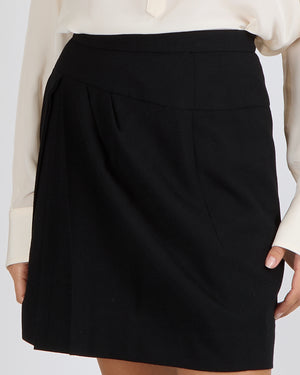 Chanel Black Wool Mini Skirt with Front Pleat Detail Size FR 38 (UK 10)