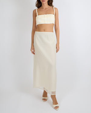 Fabiana Filippi Cream Tulle Midi Skirt Size S (8)&nbsp;