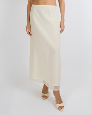 Fabiana Filippi Cream Tulle Midi Skirt Size S (8)&nbsp;
