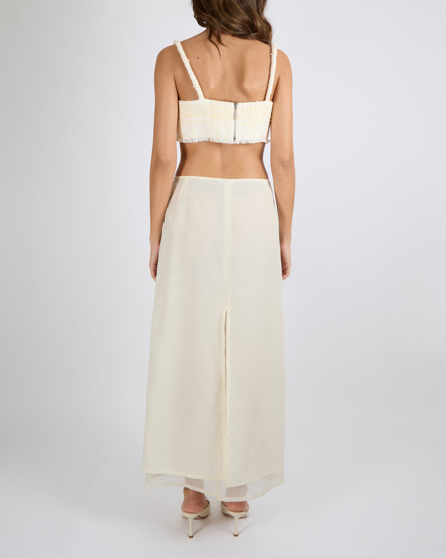 Fabiana Filippi Cream Tulle Midi Skirt Size S (8)&nbsp;