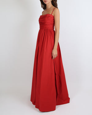 Reformation Red Maxi Dress with Pockets and Ruched Detail Size US 8 (UK 10)