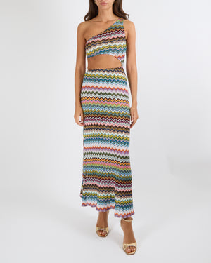 Missoni Multi-Colour Shimmery One-Shoulder Maxi Dress with Cut-Out Detail Size IT 38 (UK 6) RRP £1,050