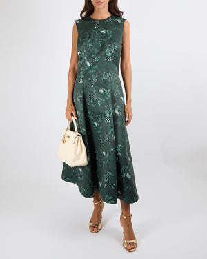 Emilia Wickstead Green Floral Printed Mara Midi Dress Size FR 40 (UK 12) RRP £1,475