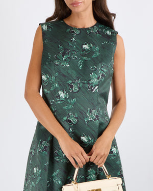 Emilia Wickstead Green Floral Printed Mara Midi Dress Size FR 40 (UK 12) RRP £1,475