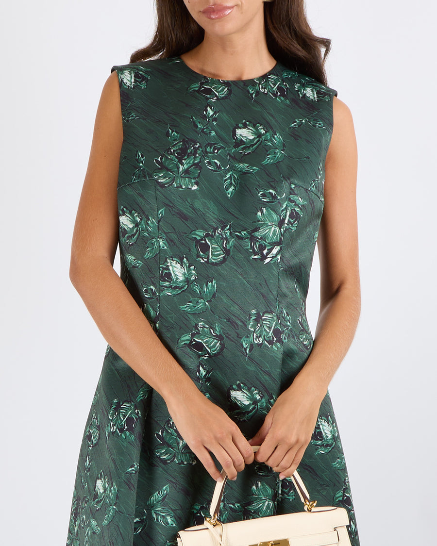 Emilia Wickstead Green Floral Printed Mara Midi Dress Size FR 40 (UK 12) RRP £1,475