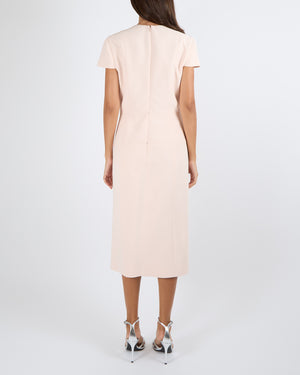 Louis Vuitton Pink Short-Sleeve Midi Dress with Crystal Detailing Size FR 38 (UK 10)