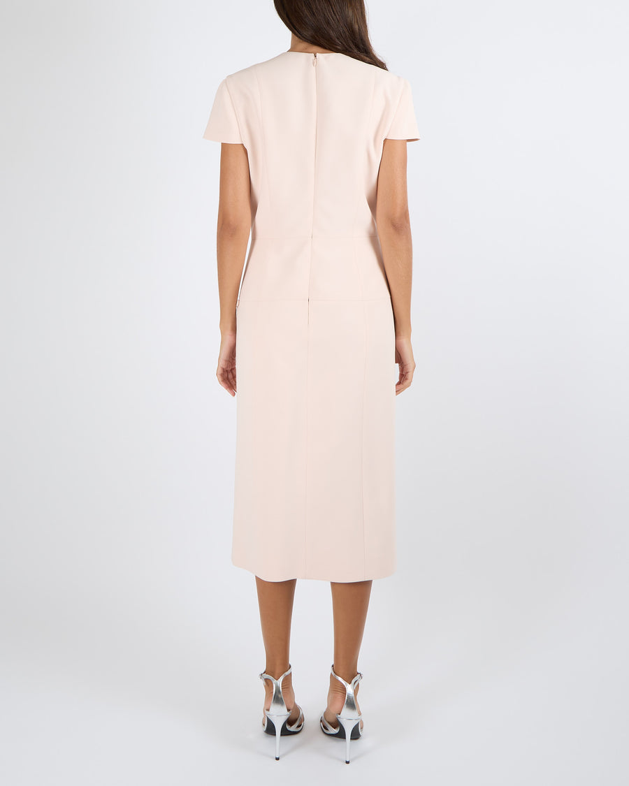 Louis Vuitton Pink Short-Sleeve Midi Dress with Crystal Detailing Size FR 38 (UK 10)