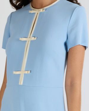 Red Valentino Sky Blue Short-Sleeved Mini Dress with Cream Trims and B –  Sellier