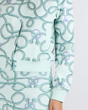 Hermès Vert Embrun Palefroi Printed Jacket and Skirt Set with Logo Buttons Size FR 38 (UK 10) RRP £3,400