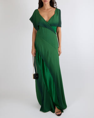 Ralph Lauren Purple Label Fall 2023 Green Silk Johnathon Gown Size US 10 (UK 14) RRP £4,100