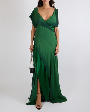 Ralph Lauren Purple Label Fall 2023 Green Silk Johnathon Gown Size US 10 (UK 14) RRP £4,100