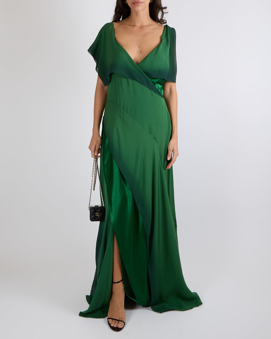 Ralph Lauren Purple Label Fall 2023 Green Silk Johnathon Gown Size US 10 (UK 14) RRP £4,100