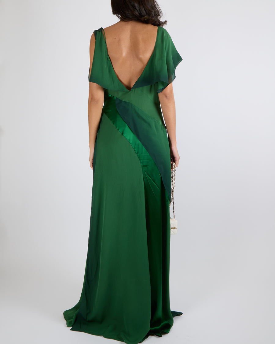 Ralph Lauren Purple Label Fall 2023 Green Silk Johnathon Gown Size US 10 (UK 14) RRP £4,100