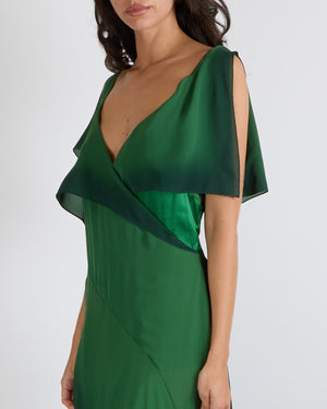 Ralph Lauren Purple Label Fall 2023 Green Silk Johnathon Gown Size US 10 (UK 14) RRP £4,100
