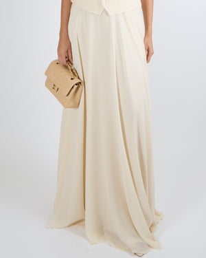 Ralph Lauren Purple Label Pre-Spring 2024 Cream Layered Silk Maxi Skirt Size US 6 (UK 10) RRP £2,500