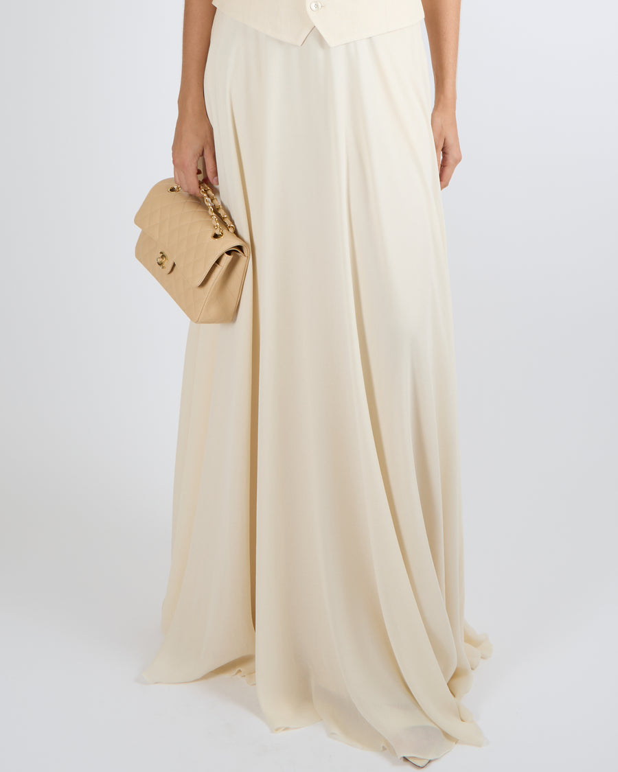 Ralph Lauren Purple Label Pre-Spring 2024 Cream Layered Silk Maxi Skirt Size US 6 (UK 10) RRP £2,500