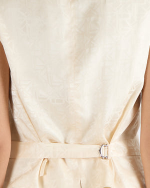 Ralph Lauren Purple Label Cream Linen Jaiden Waistcoat Vest Top with Back Silk Detail Size US 10 (UK 14) RRP £900