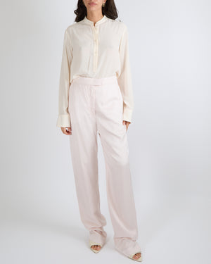 Alexander Mcqueen Light Pink Satine Straight-Leg Trousers Size IT 44 (UK 12)