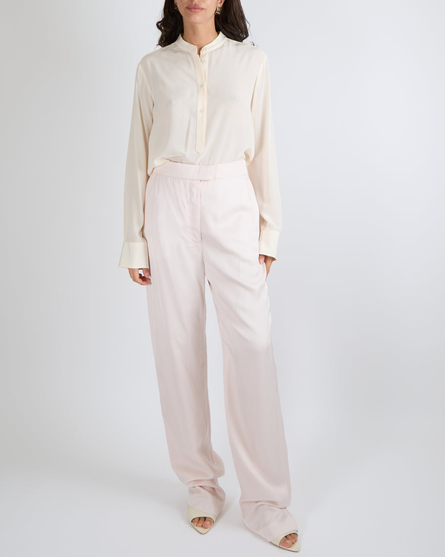 Alexander Mcqueen Light Pink Satine Straight-Leg Trousers Size IT 44 (UK 12)