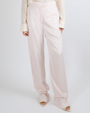 Alexander Mcqueen Light Pink Satine Straight-Leg Trousers Size IT 44 (UK 12)