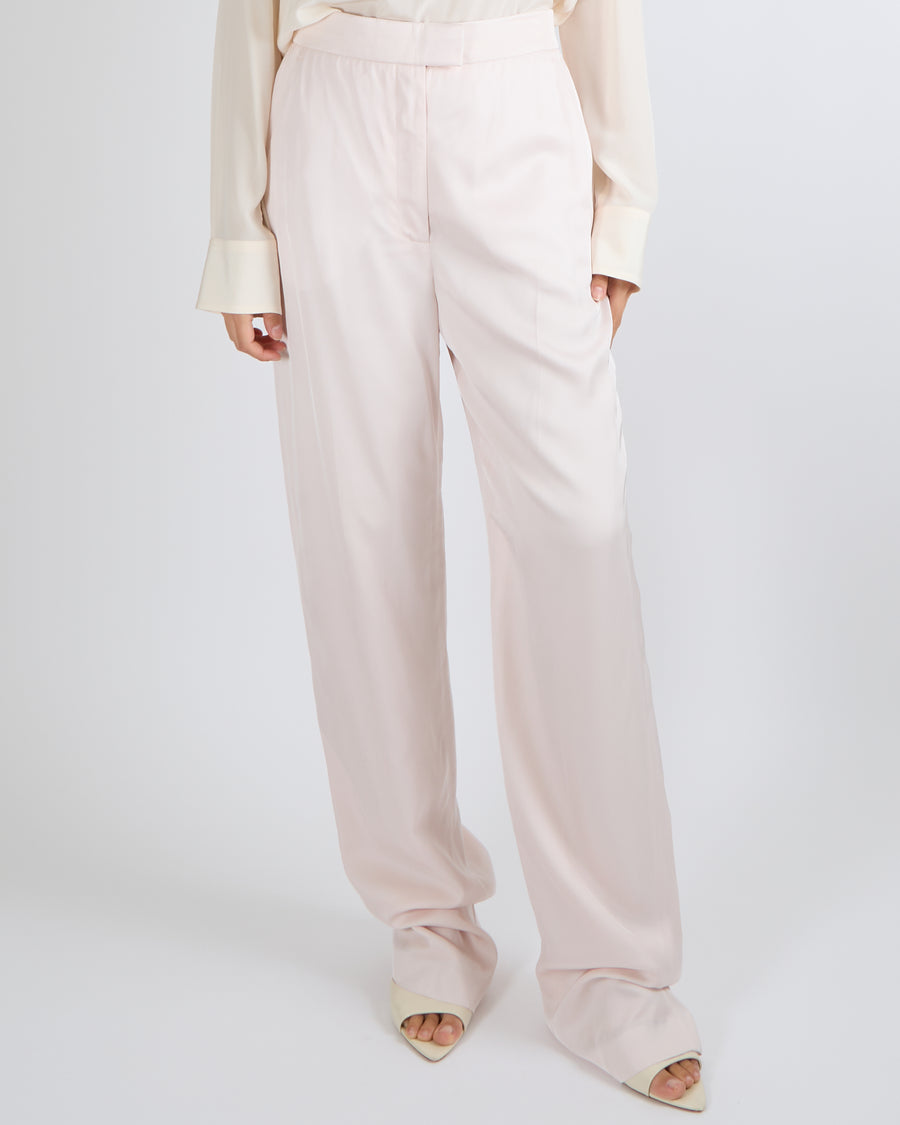 Alexander Mcqueen Light Pink Satine Straight-Leg Trousers Size IT 44 (UK 12)