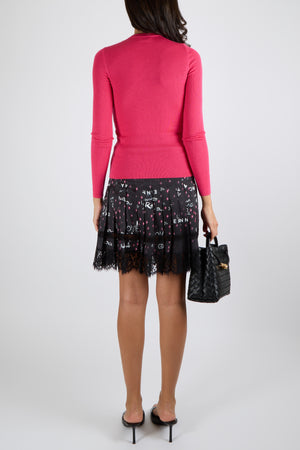 Saint Laurent Pink Ribbed Knit Long-Sleeved Top Size FR 36 (UK 8)