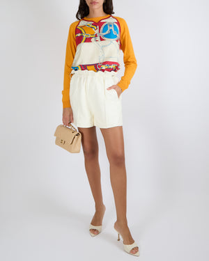 Hermès Cream Lambskin Leather Shorts with Gathered Waist Detail and Palladium Hardware Size FR 34 (UK 6) RRP £5,000