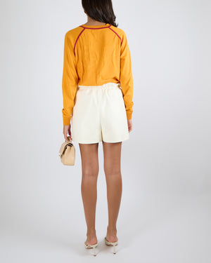 Hermès Orange Knit Jumper with Multi-Colour Silk Printed Panel Size FR 38 (UK 10)